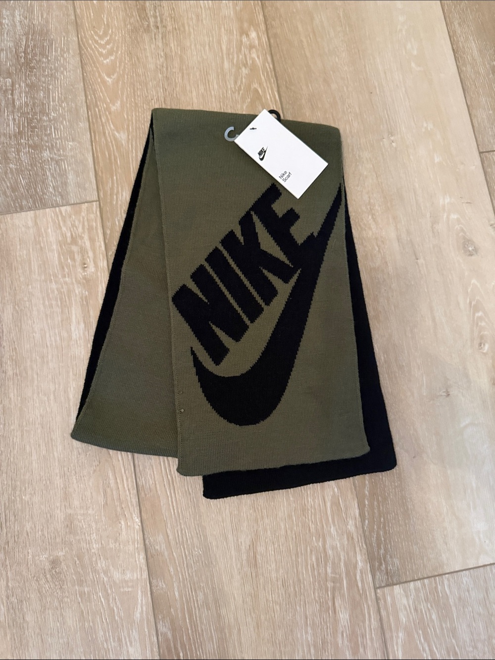 Nike Olive Green and Black Logo Scarf